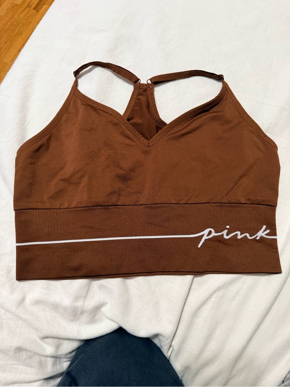 PINK Victoria's Secret Chocolate Brown Seamless V-Neck Bralette size XL